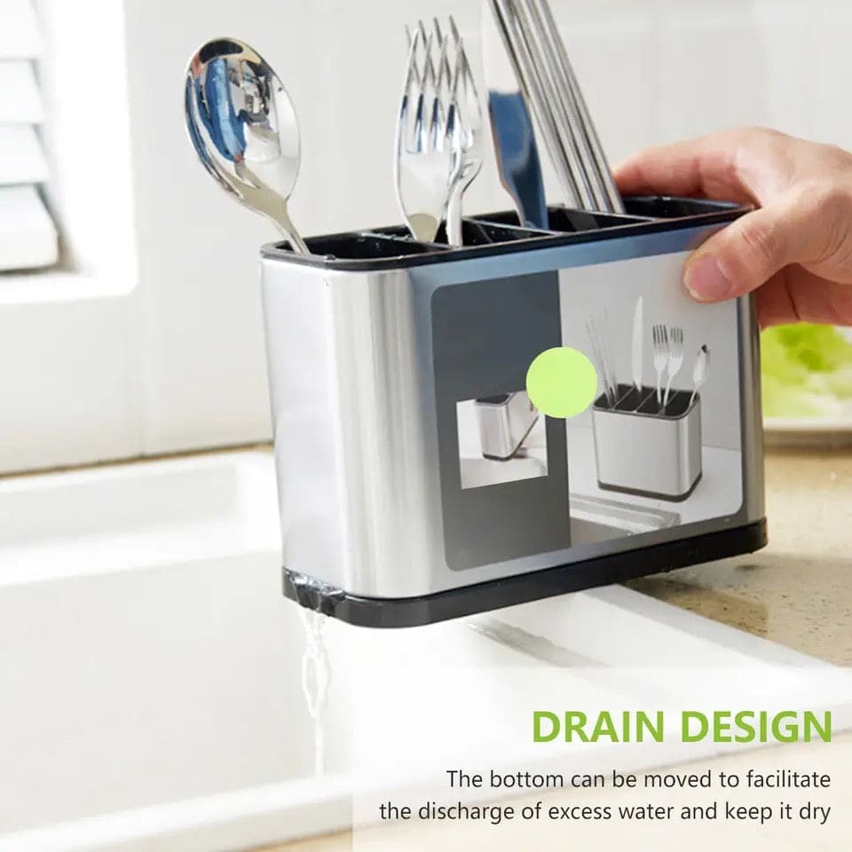 Kitchen Sink Cutlery Holder, Stainless Steel Flatware Organizer, Kitchen Utensils Cutlery Caddy Counter, Multifunctional Kitchen Sink Washing Sponge Storage Rack, Chopstick Cage with Water Outlet Tray Kitchen Sink Cutlery Holder, Stainless Steel Flatware Organizer, Kitchen Utensils Cutlery Caddy Counter, Multifunctional Kitchen Sink Washing Sponge Storage Rack, Chopstick Cage with Water Outlet Tray